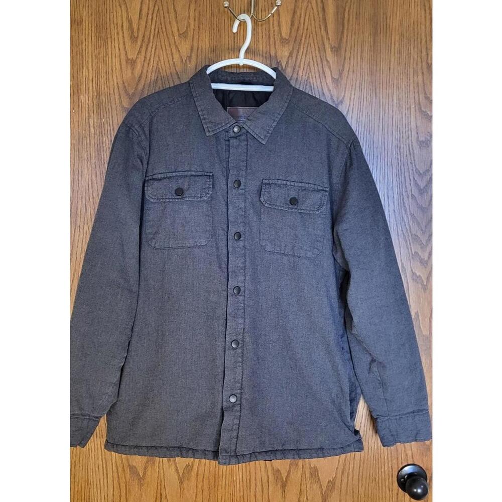 Rugged Elements Men's Utility Quilt Lined Shirt Jacket L  snap closure  black